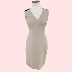 Ann Taylor Linen Career Dress Two Tone Professional Classic Chic Office Size 4